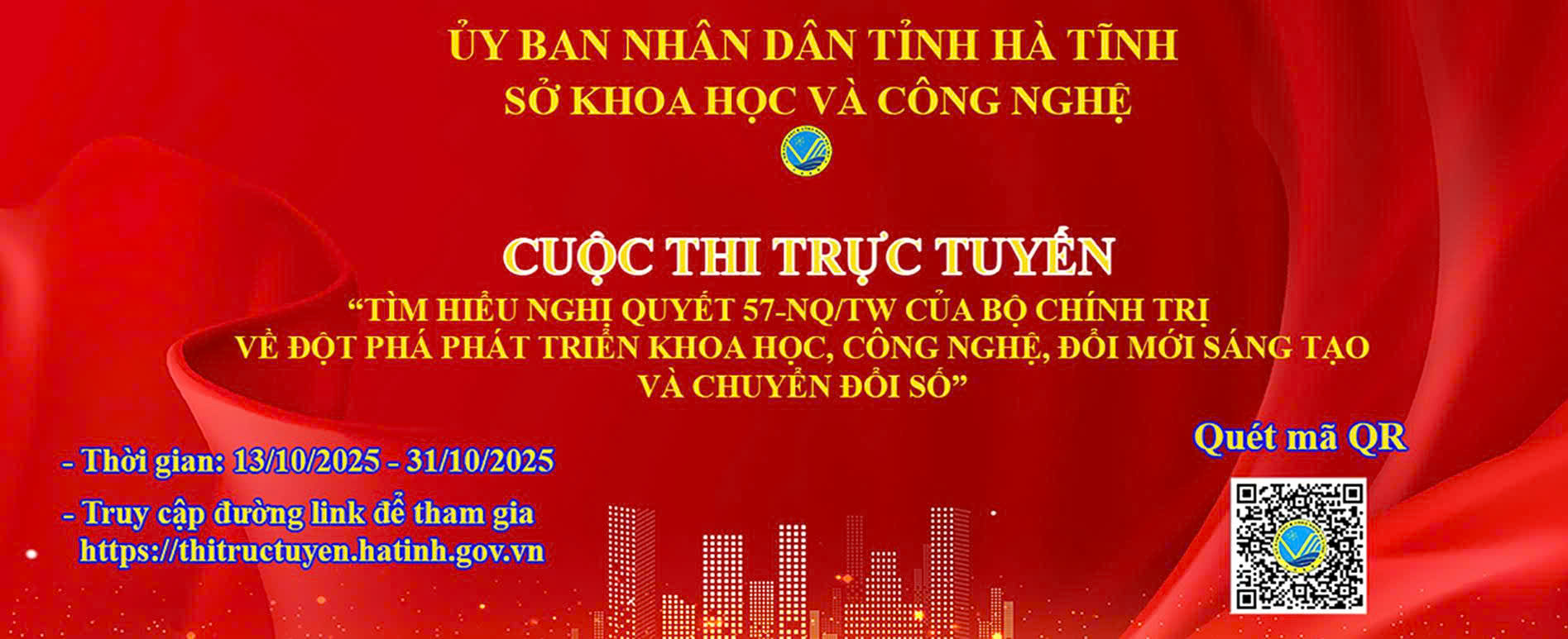 Cuộc thi trực tuyến “Tìm hiểu Nghị quyết số 57-NQ/TW của Bộ Chính trị về đột phá phát triển khoa học, công nghệ, đổi mới sáng tạo và chuyển đổi số quốc gia” trên địa bàn tỉnh Hà Tĩnh 